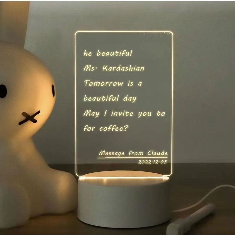 Acrylic Diy Note Board Holiday Light Creative Led Night Light Usb Message Board Light With Pen