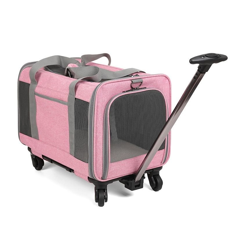 Pet Dog Trolley Backpack Portable Outdoor Cat Dog Carrier Bag Travel Wheeling Suitcase for Pet Travel Case