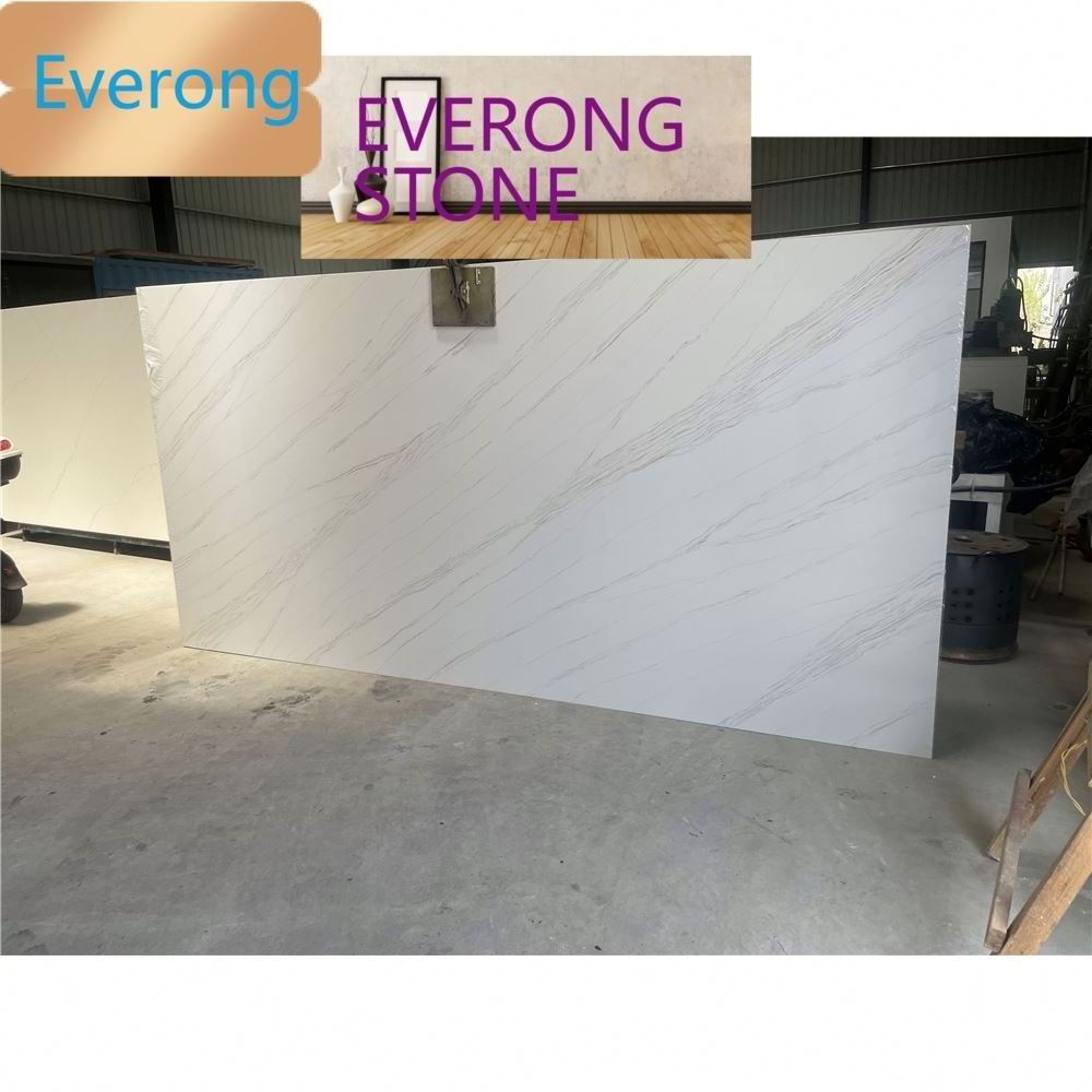 2023 New Calacatta White Engineered Stone Artificial Quartz Stone Slab for Kitchen Countertop Prefab Wholesale