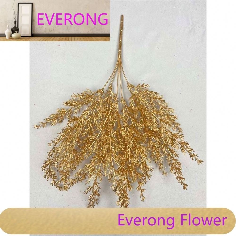 New design artificial gold glitter cypress branches glitter wiEV powder eucalyptus spray for christmas festival decoration