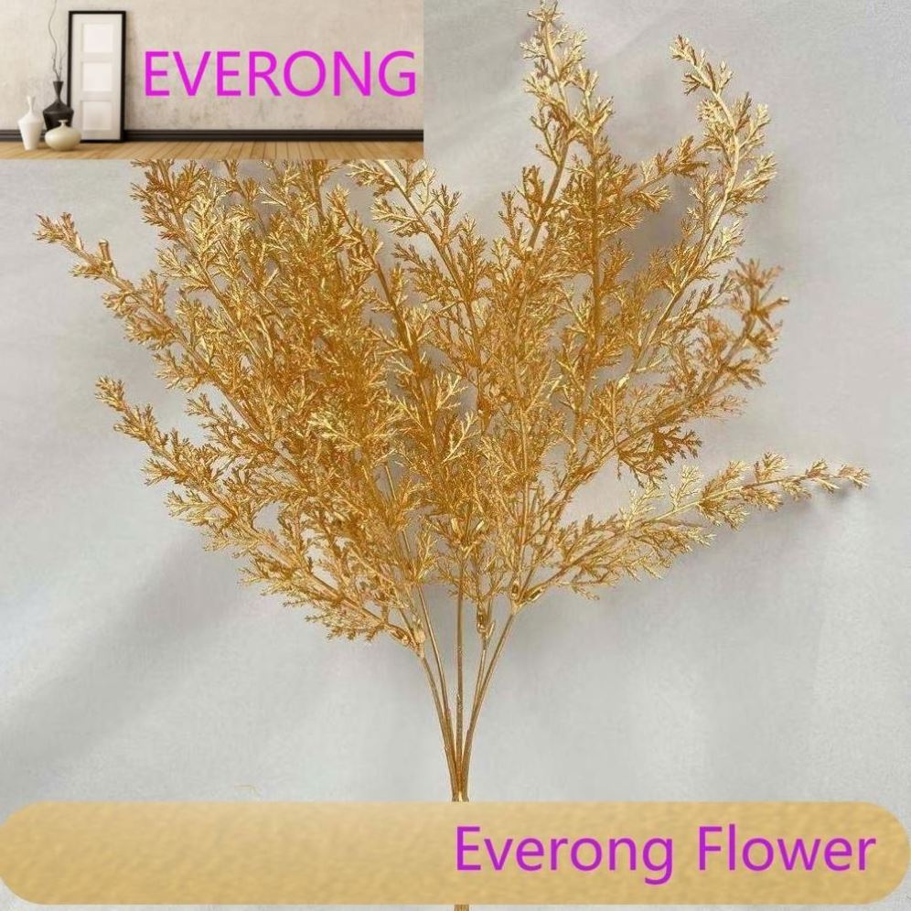 New design artificial gold glitter cypress branches glitter wiEV powder eucalyptus spray for christmas festival decoration