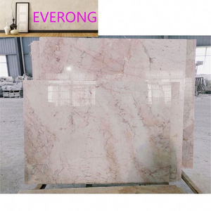 Cream Pink Marble Slab Stone Craft Beige Color Natural Floor Tiles For Dining Table