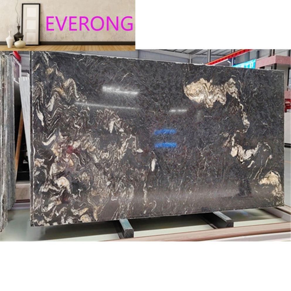 Exotic Cosmic black Titanium gold Magma gold leather granite for interior kitchen countertops