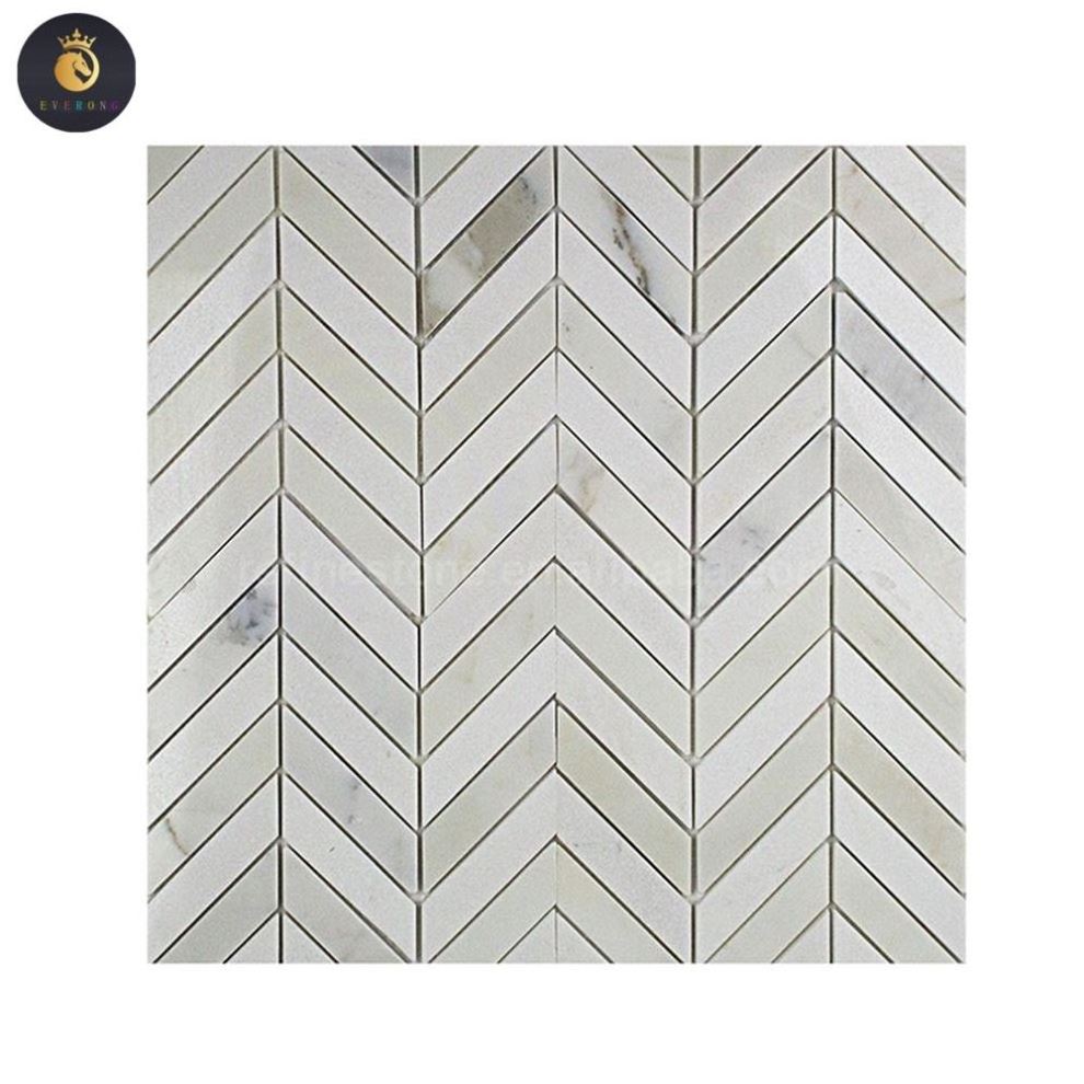 Polished 1x3 Herringbone Italy White Gray Carrara Marble Mosaic Tile for bathroom and kitchen