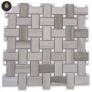 New Model High Quality Natural Marble Mosaic Tile Basketweave Kitchen Background Polished Mosaic Stone  Basketweave Mosaic