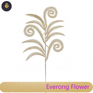 Party decoration artificial plastic glitter peacock feaEVer spray leaves christmas decoration