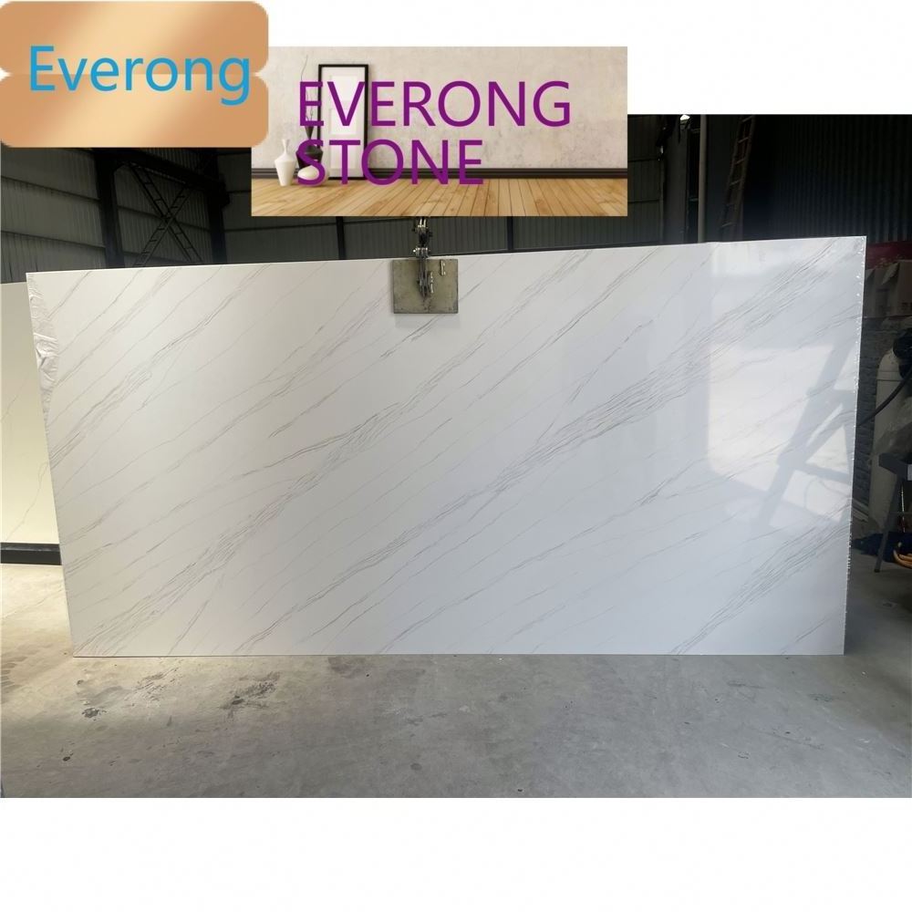 2023 New Calacatta White Engineered Stone Artificial Quartz Stone Slab for Kitchen Countertop Prefab Wholesale