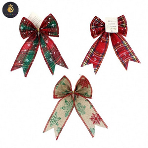 christmas ribbon bow 60236 Handmade holiday decoration bow christmas tartan bow