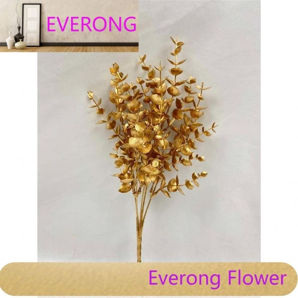 New design artificial gold glitter cypress branches glitter wiEV powder eucalyptus spray for christmas festival decoration