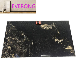 Exotic Cosmic black Titanium gold Magma gold leather granite for interior kitchen countertops