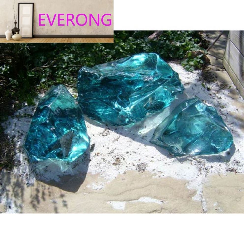 Turquoise slag glass rocks blue landscaping rocks