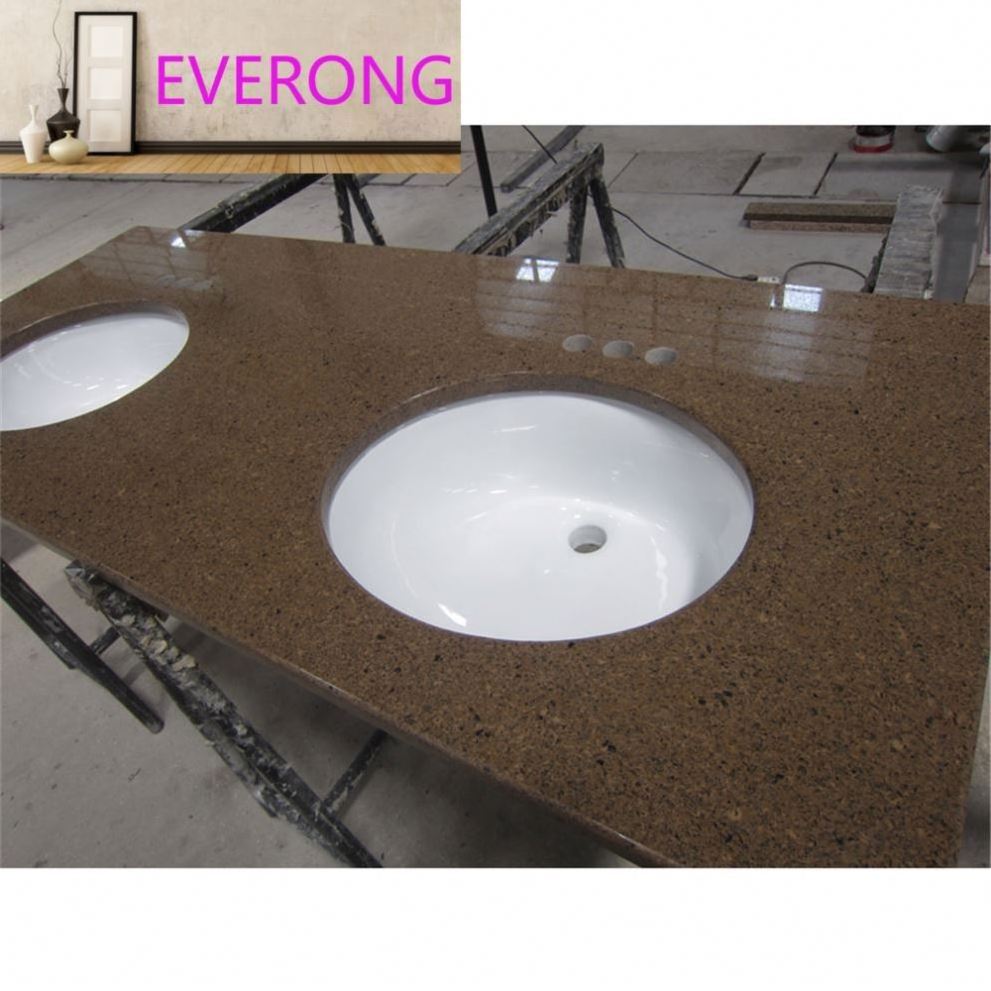 Bathroom Vanity Tops with Double Sinks Brown Quartz Stone Quartz Vanity Counter Top