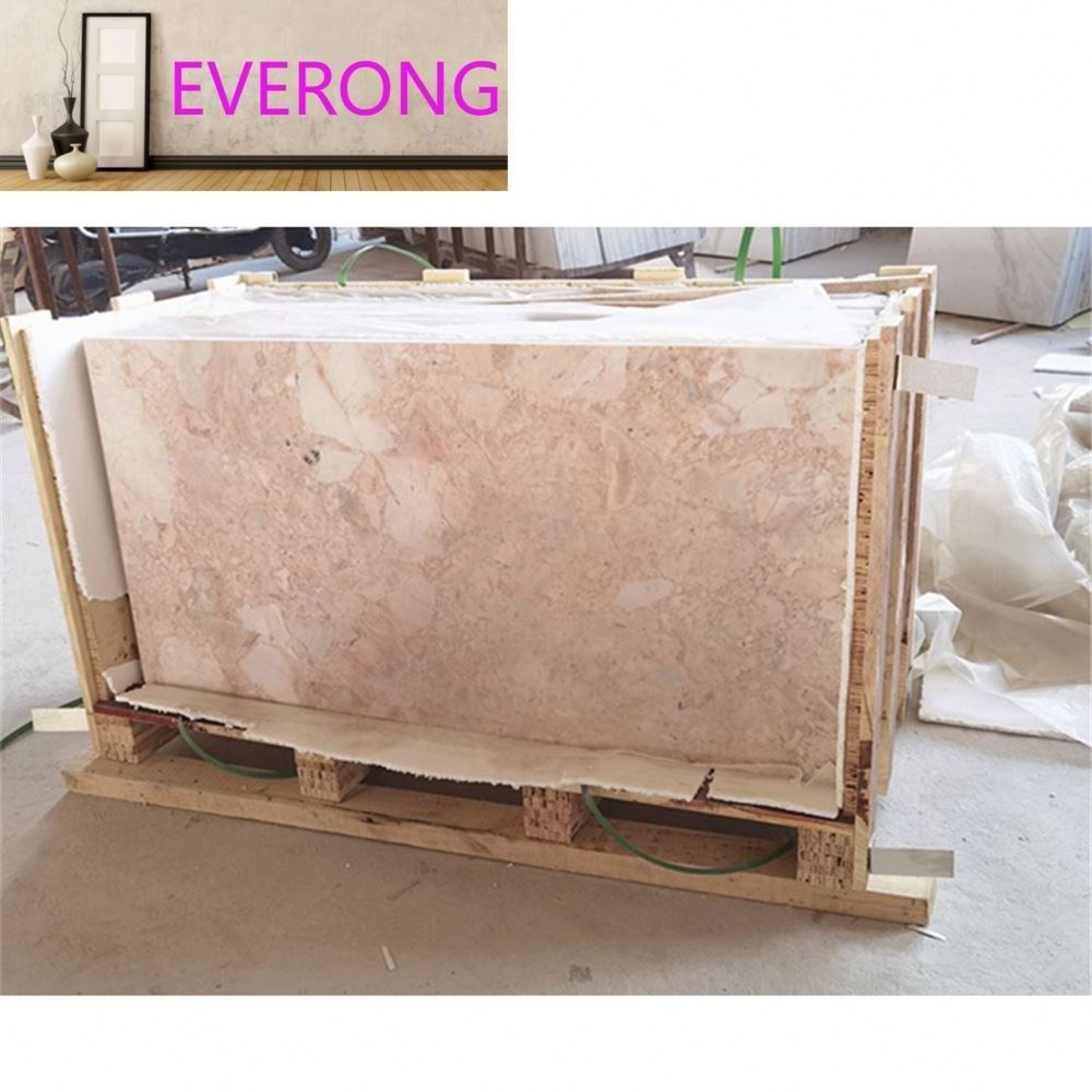 Cream Pink Marble Slab Stone Craft Beige Color Natural Floor Tiles For Dining Table