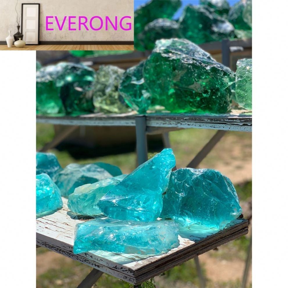 Turquoise slag glass rocks blue landscaping rocks