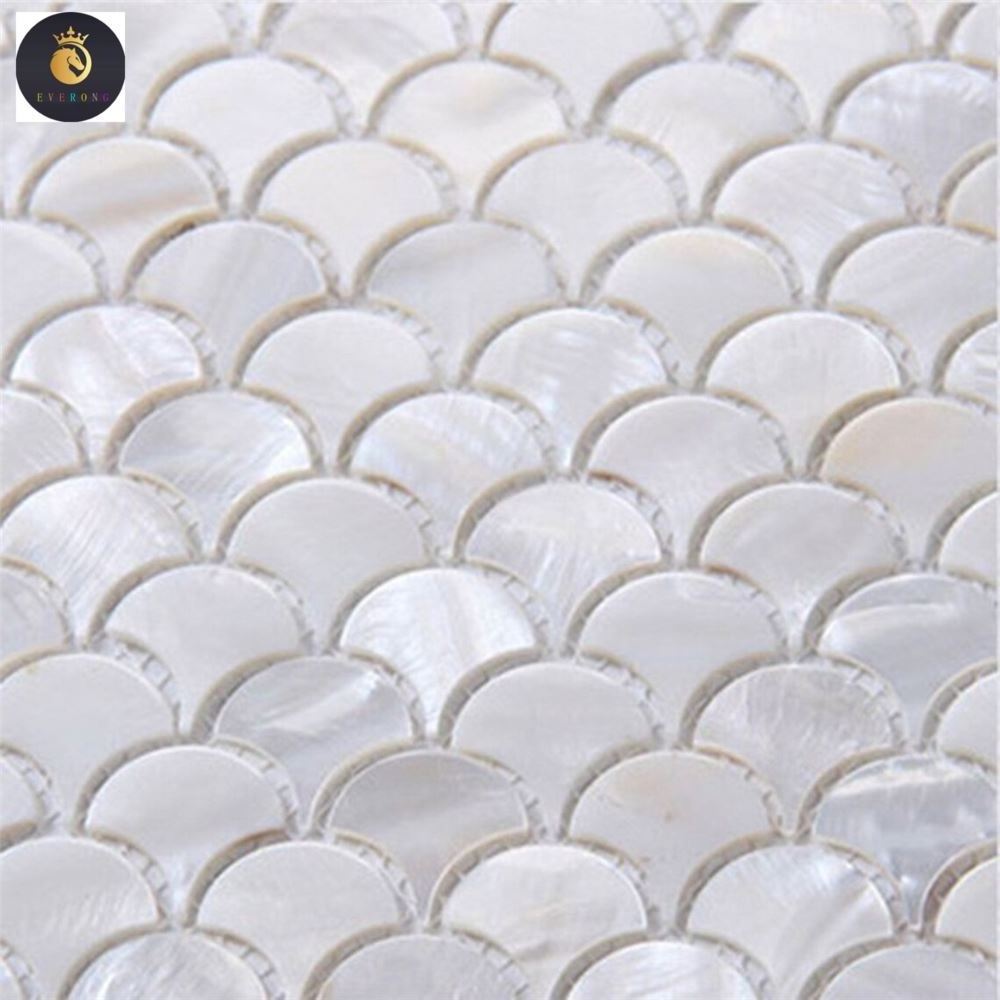 Mosaic Tile Polished Peel and Stick Mother of Pearl Shell Mosaic Interior Wall White Natural Shell EV Stone Fish Scale,irregular