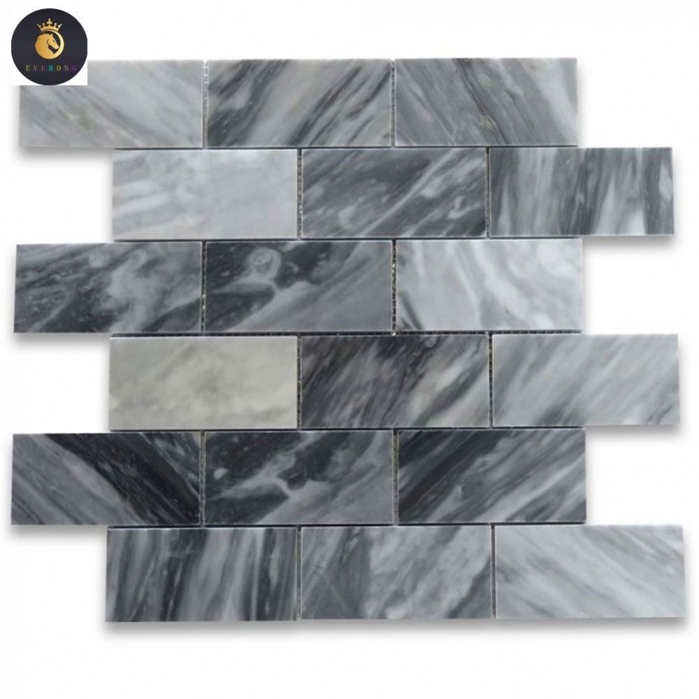 Customize Size Natural Marble Tile Black Marble Vein Mosaic Honed Surface  Brick Faux Stacked Ledger Wall Stone Veneer Panel