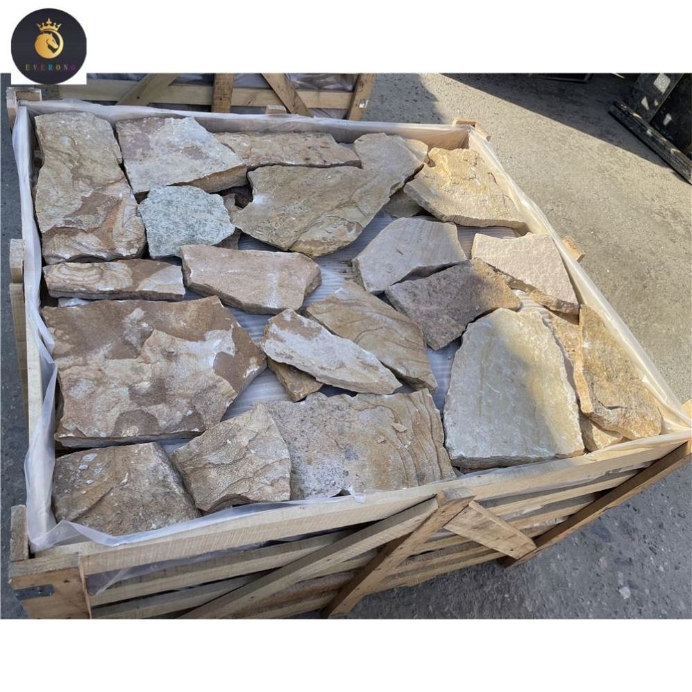 EV Popular Natural Sandstone Loose Stone Veneer for Exterior Wall and Fireplace Wall Decoration Stone Wall Cladding