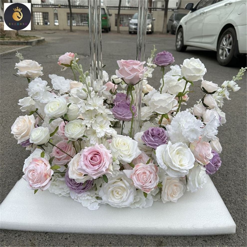 EV floral wholesale wedding candelabra centerpiece decoration artificial flower ring arrangements