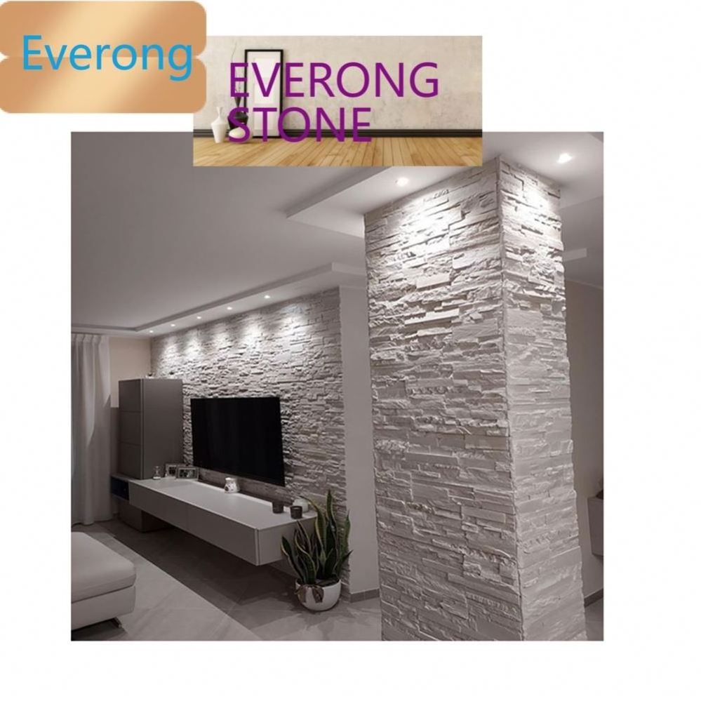 Decor Ledgestone Fieldstone Split Face Pure White Quartz Culture Stone Wall Cladding