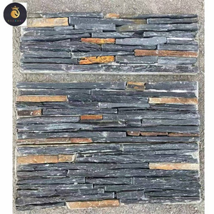 Black and Rustic Slate  Quartzite Stacked Stone Veneer