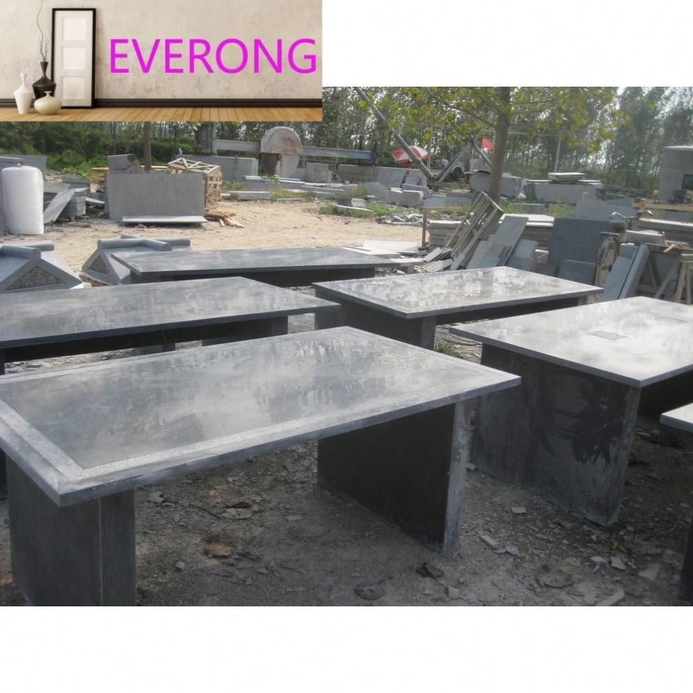 Custom cut to size blue limestone worktop stone table tops for outdoor garden