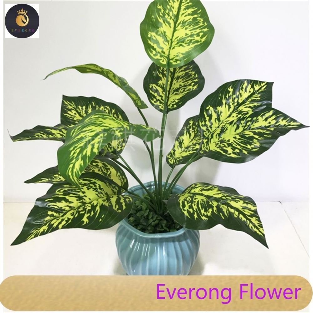 Factory direct sale indoor plant 12 leaves  artificial caladium bush  greenery plant for wall scene decoration