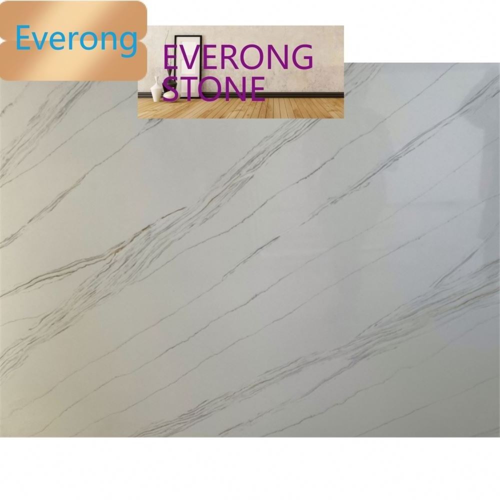 2023 New Calacatta White Engineered Stone Artificial Quartz Stone Slab for Kitchen Countertop Prefab Wholesale