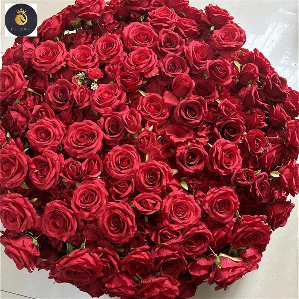 EV Wholesale 4ft Tall Flores Artificial Flowers Red Rose Gold Wedding Centerpieces for Wedding Decor