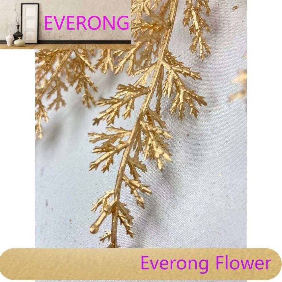 New design artificial gold glitter cypress branches glitter wiEV powder eucalyptus spray for christmas festival decoration