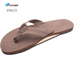 Hot selling genuine leather slippers Hot sale men slippers beach style embossed design angle outdoor