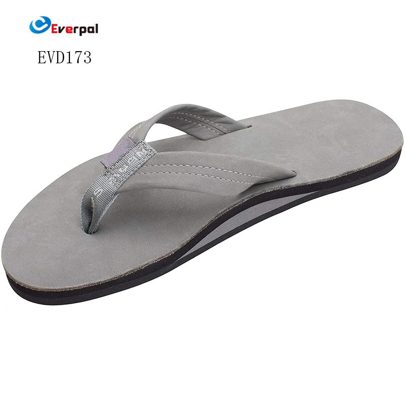 Hot selling genuine leather slippers Hot sale men slippers beach style embossed design angle outdoor