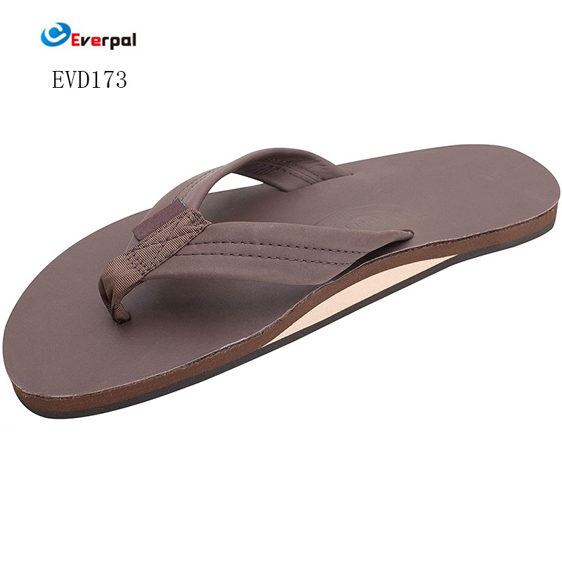 Hot selling genuine leather slippers Hot sale men slippers beach style embossed design angle outdoor