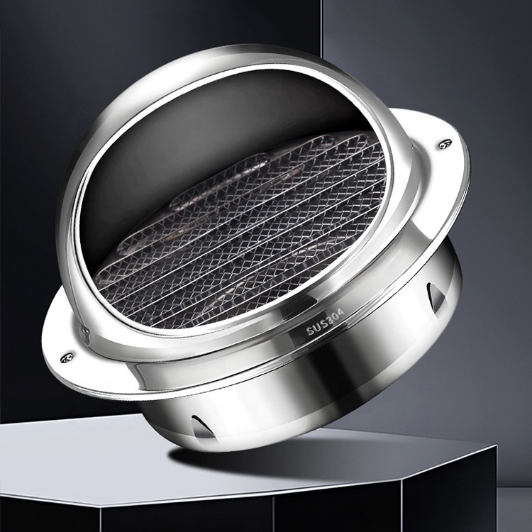 Customized Size Stainless Steel Wall External Louver Vent Cap Round Grille Ventilation Cover Exhaust Air Vent