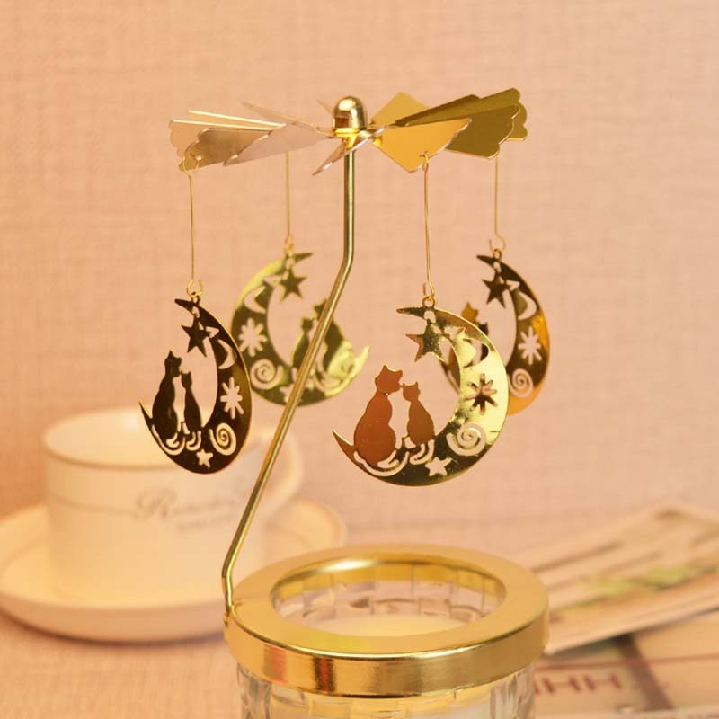 Tealight Candle Holder Silver Gold Candlesticks Rotating Romantic Rotation Spinning Carrousel Dinner Wedding Bar Party