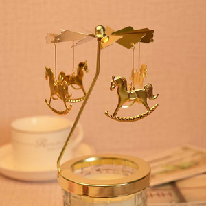 Tealight Candle Holder Silver Gold Candlesticks Rotating Romantic Rotation Spinning Carrousel Dinner Wedding Bar Party