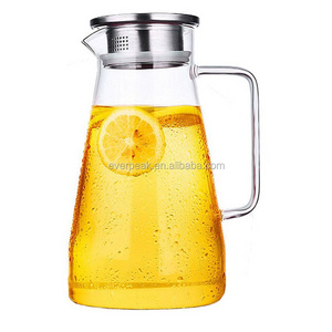 OEM Factory Direct Hot Water Glass Pitcher heat resistant glass pitcher with stainless steel 304 lid