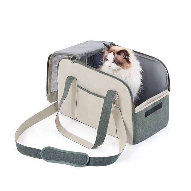 Hot Selling Polyester Collapsible White Soft Sided Airplane Bags For Pets Pet Carrier for Small Dogs Cats With Mesh Window