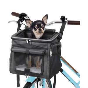 Removable Breathable Polyester Large Capacity Bike Bag for Pet Carrier with Two Bowls