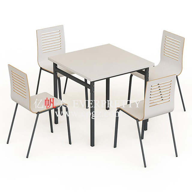 Wholesale modern school canteen restaurant furniture wooden 4 seats dining cafeteria table and chair set