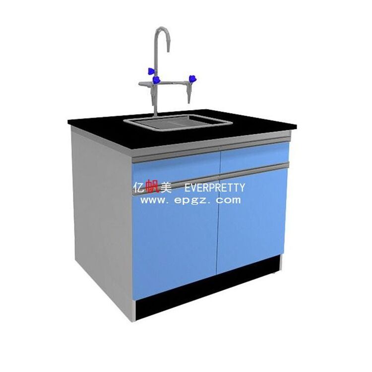 Single Side simple Laboratory Furniture with cold rolling steel sheet cabinet and sink and  faucet for 1 students