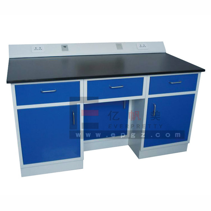 Single Side simple Laboratory Furniture with cold rolling steel sheet cabinet and sink and  faucet for 1 students