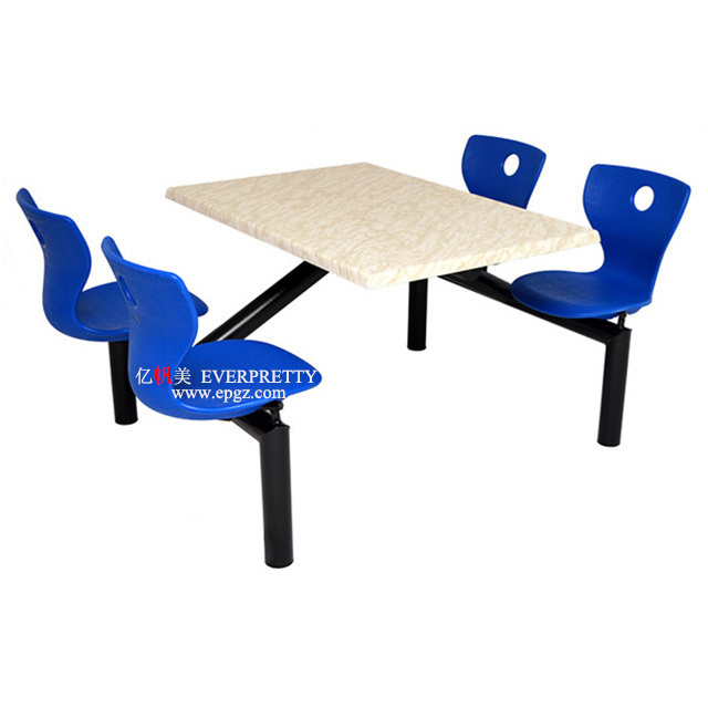 Wholesale modern school canteen restaurant furniture wooden 4 seats dining cafeteria table and chair set