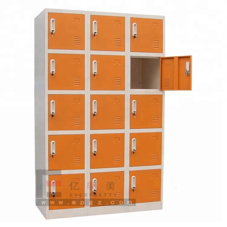 Guangzhou Steel Cabinet Clothes Locker, Mini Kids Steel Locker, Orange Metal Student Storage in Classroom