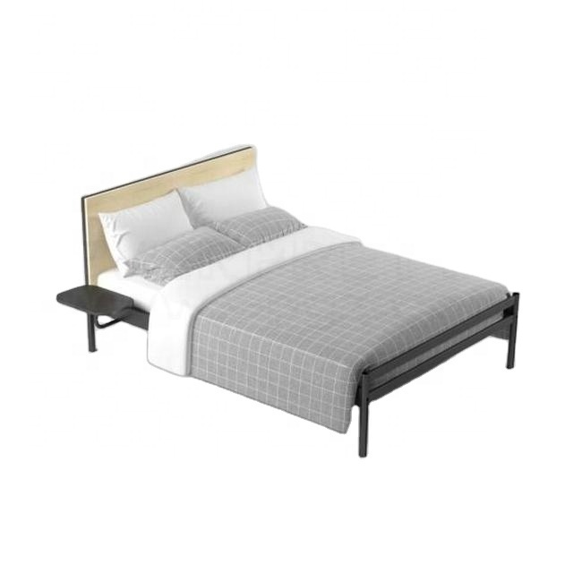 wholesale cheap  price free sample platform heavy duty steel metal bed 2-Person double size bed for hotel and school