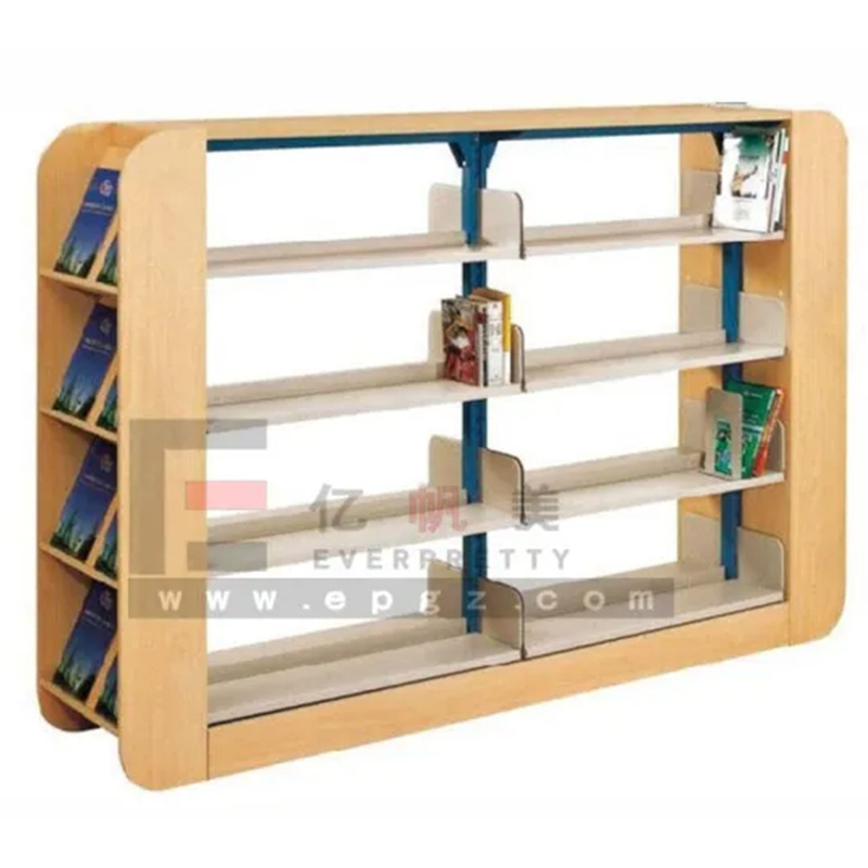 Modern Bookshelf 4 layers double sided book exhibition shelf /school library furniture whole modular bookcase