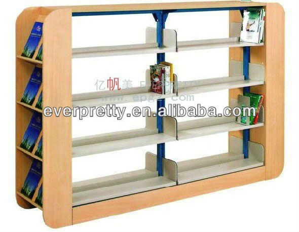 Modern Bookshelf 4 layers double sided book exhibition shelf /school library furniture whole modular bookcase