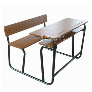 Fixed students desk chair wooden, standard size school desk chair, college desk & bench