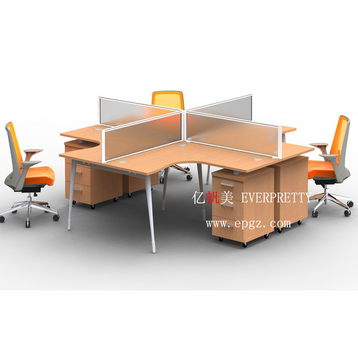 Office Partition Open Office Workstation for 2 4 6 Person Office Wooden Table 4 Seat Staff Cubicle Workstation with Screen