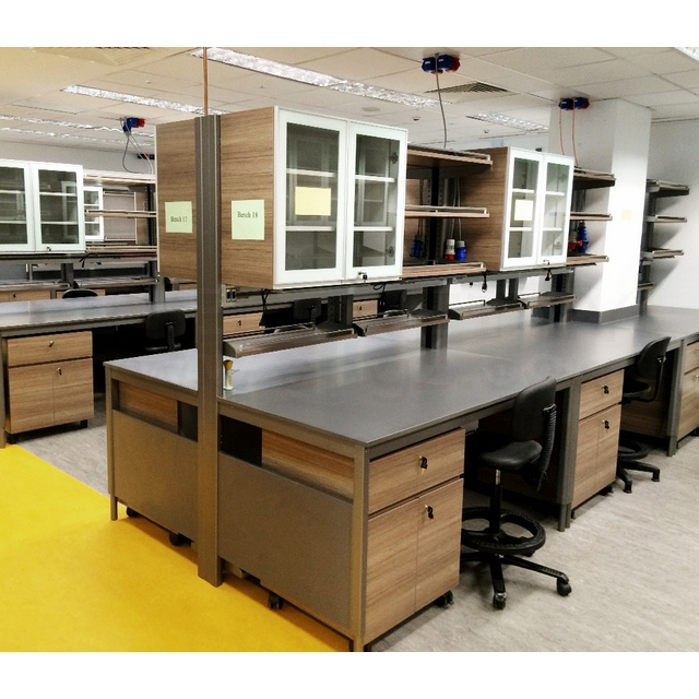 new biological science laboratory steel-wood frame casework island bench dental laboratory furniture