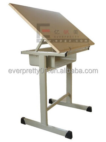 Height Adjustable Classroom Furniture Metal Wooden Drafting Drawing Table for Sale